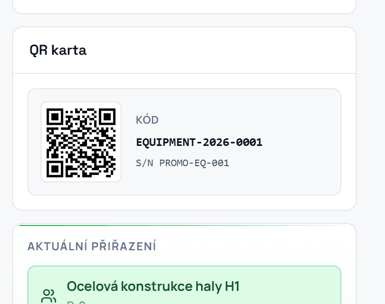 QR karta vybavení